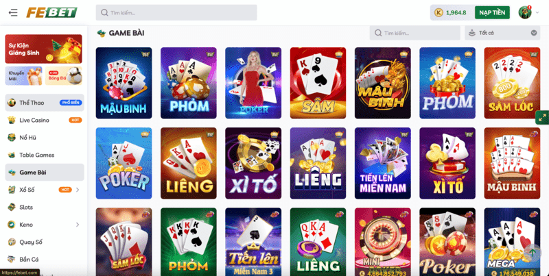 Kho Game Bài FEBET đa dạng