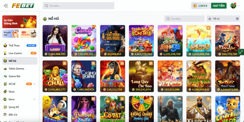 Đa Dạng Game Nổ Hũ FEBET